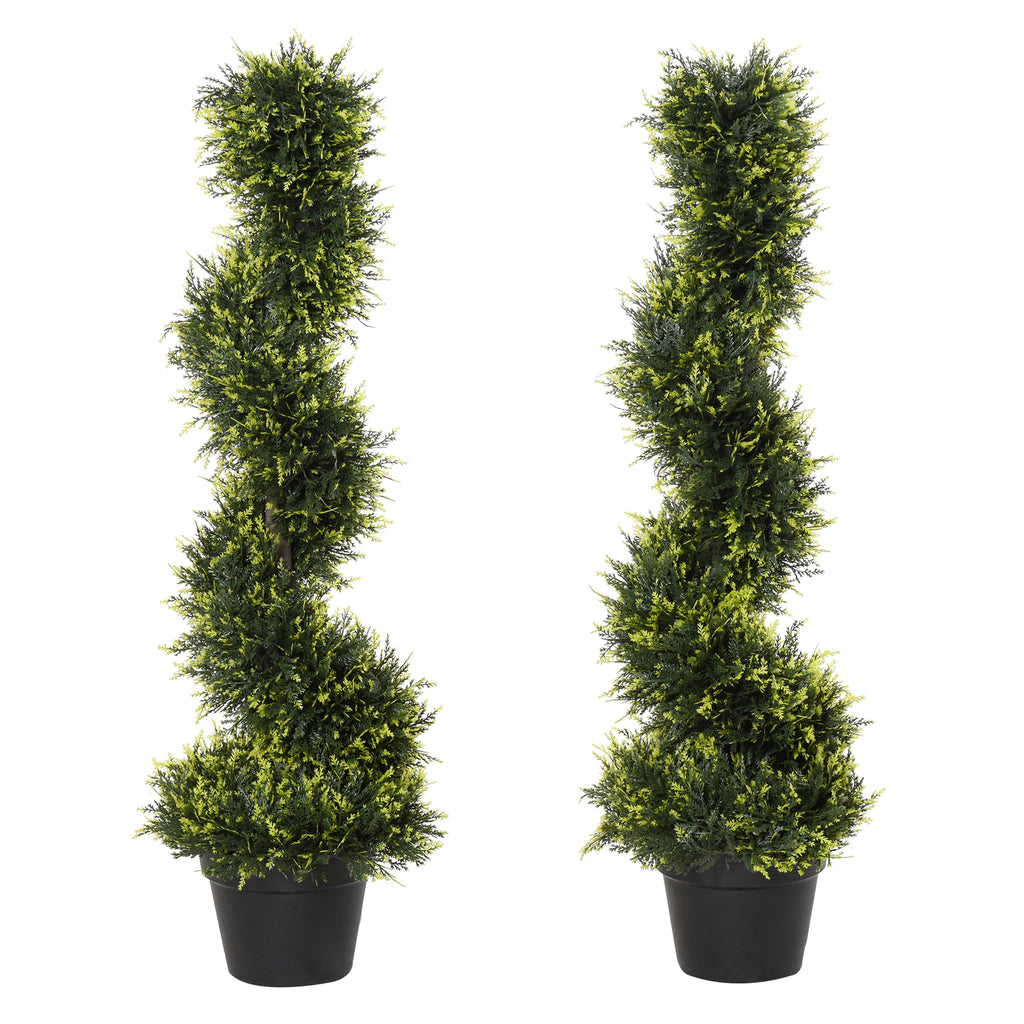 Outsunny Künstliche Spiralpflanze, Spiral-Zedernbaum mit Topf, 90 cm, künstliche Zeder für Außen- und Innendekoration, Grün