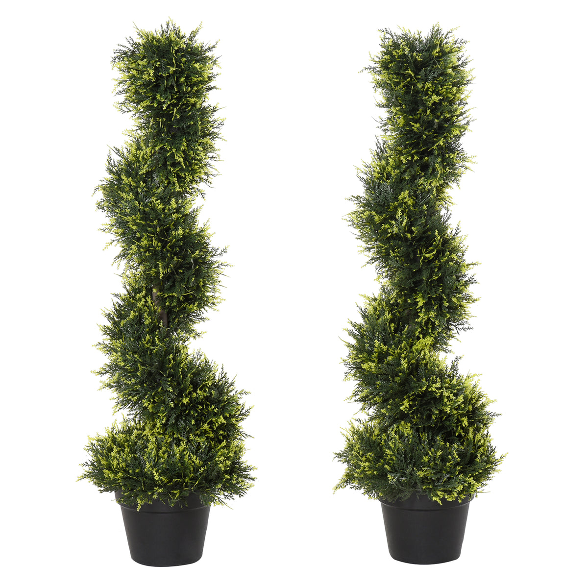 Outsunny Künstliche Spiralpflanze, Spiral-Zedernbaum mit Topf, 90 cm, künstliche Zeder für Außen- und Innendekoration, Grün