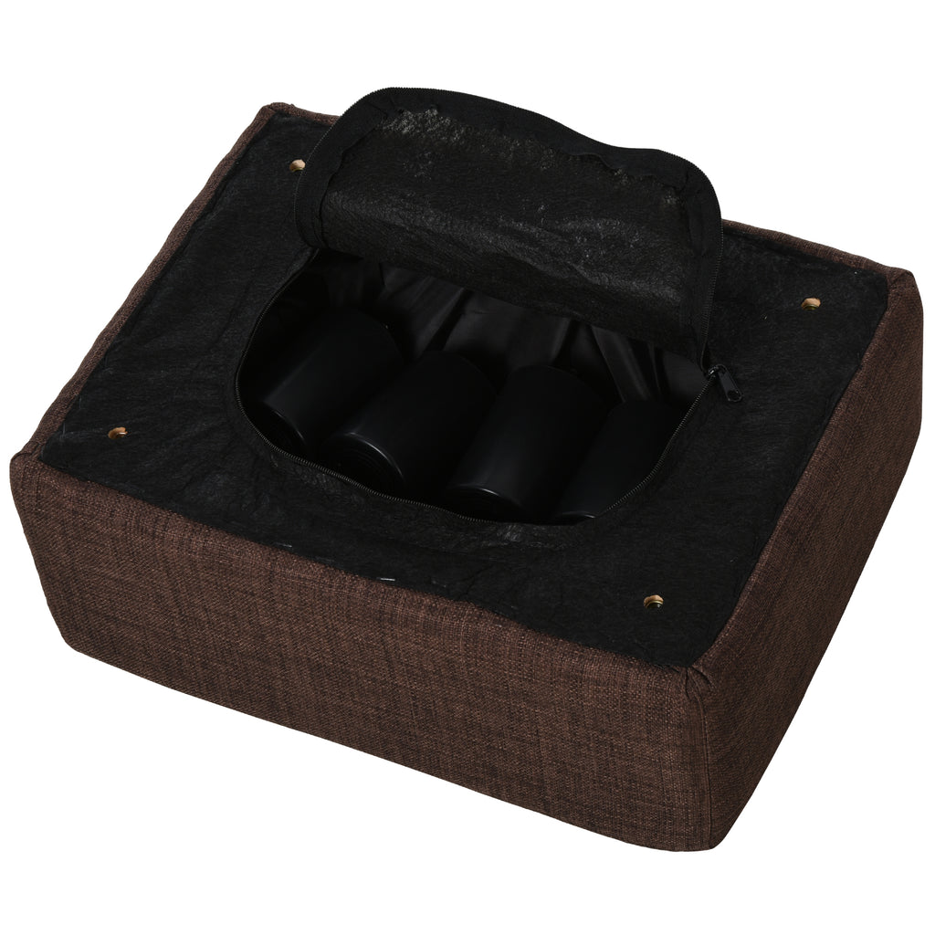 HOMCOM Hocker mit Stoffbezug in Leinenoptik, bis 110 kg, braun, 40 x 30 x 24cm