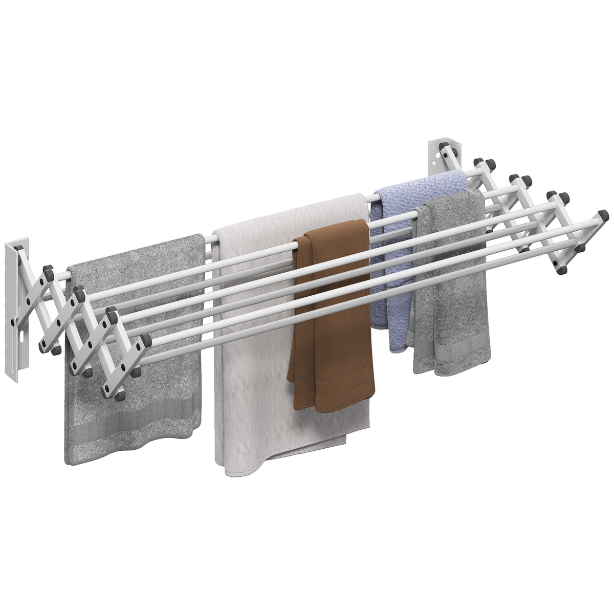 HOMCOM Handtuchhalter, Aluminium, verstellbar, für Innen- und Außenbereich, Silber