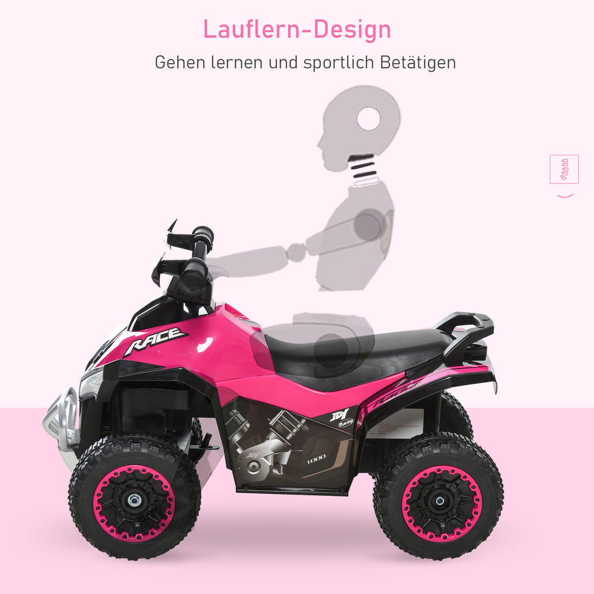 HOMCOM Kinder Rutschauto Tretauto mit Füßen rutschen Kinderauto Kinderfahrzeug für 18-36 Monate Licht Musik Kunststoff Stahl Rosa 67,5 x 38 x 44 cm