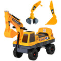 HOMCOM Kindertraktor Baggerlader 2-3 Jahre Pelleteuse mit beweglichem Arm und Greifer, Licht- und Soundeffekte PP Gelb