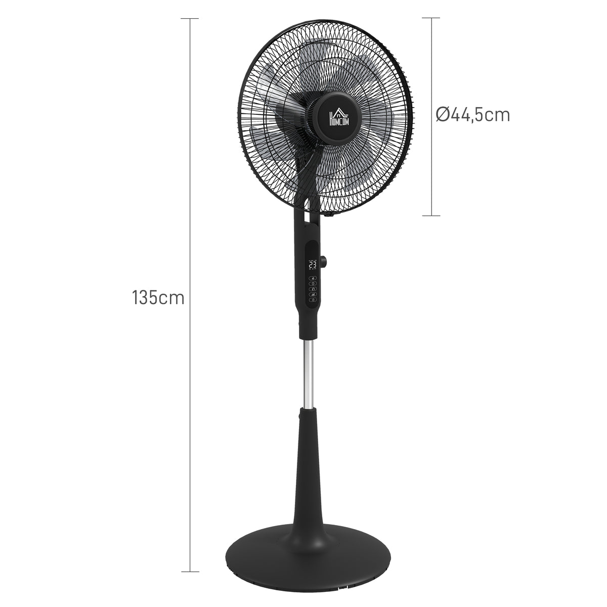 HOMCOM Standventilator Ø 42cm 40W 3 Modi 28 Geschwindigkeiten, Mückenschutzfunktion, höhenverstellbar schwenkbar 75° schwarz