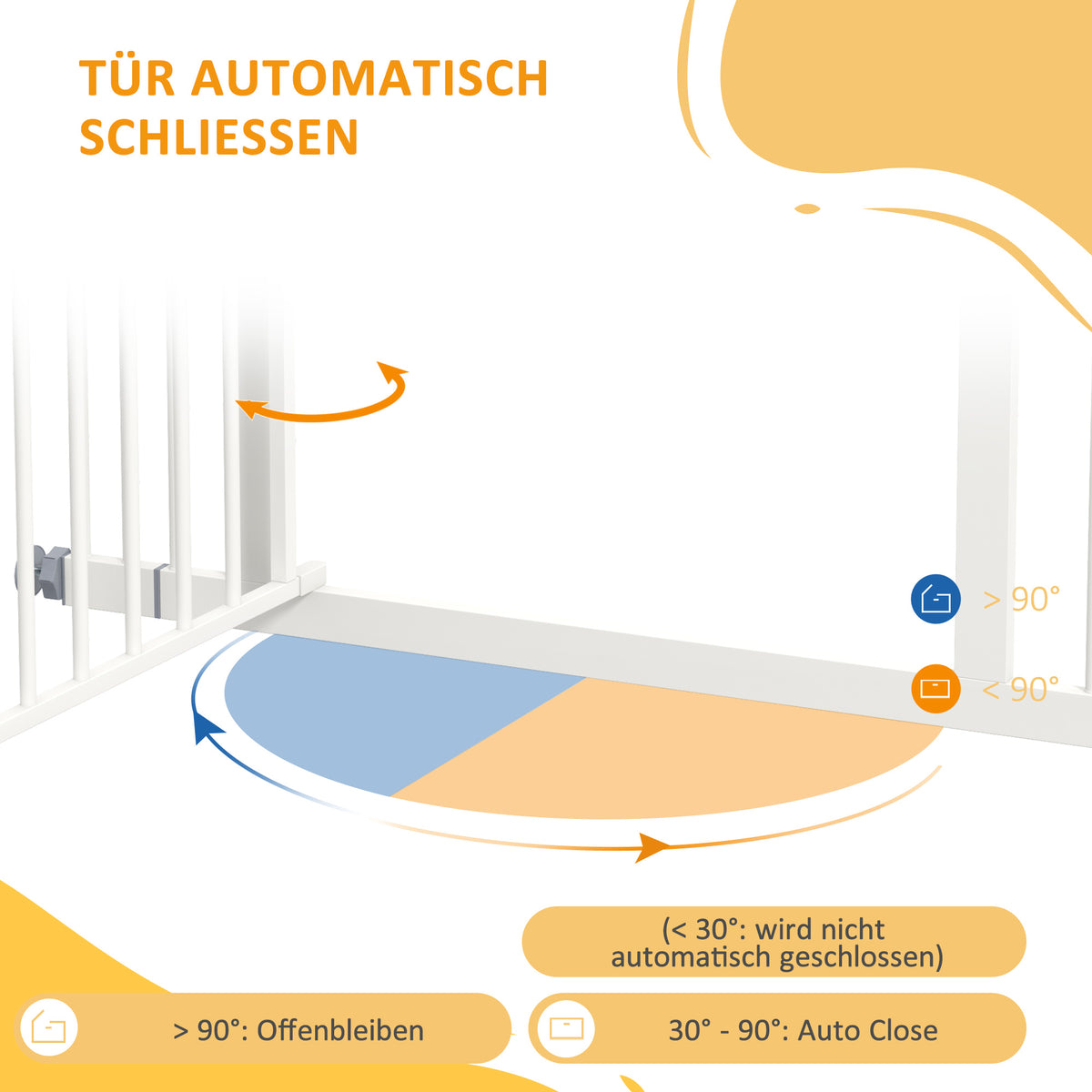 PawHut Treppenschutzgitter Hundeschutzgitter, automatisches Schließen, Einhandbedienung,100 cm x 4 cm x 76 cm, Weiß