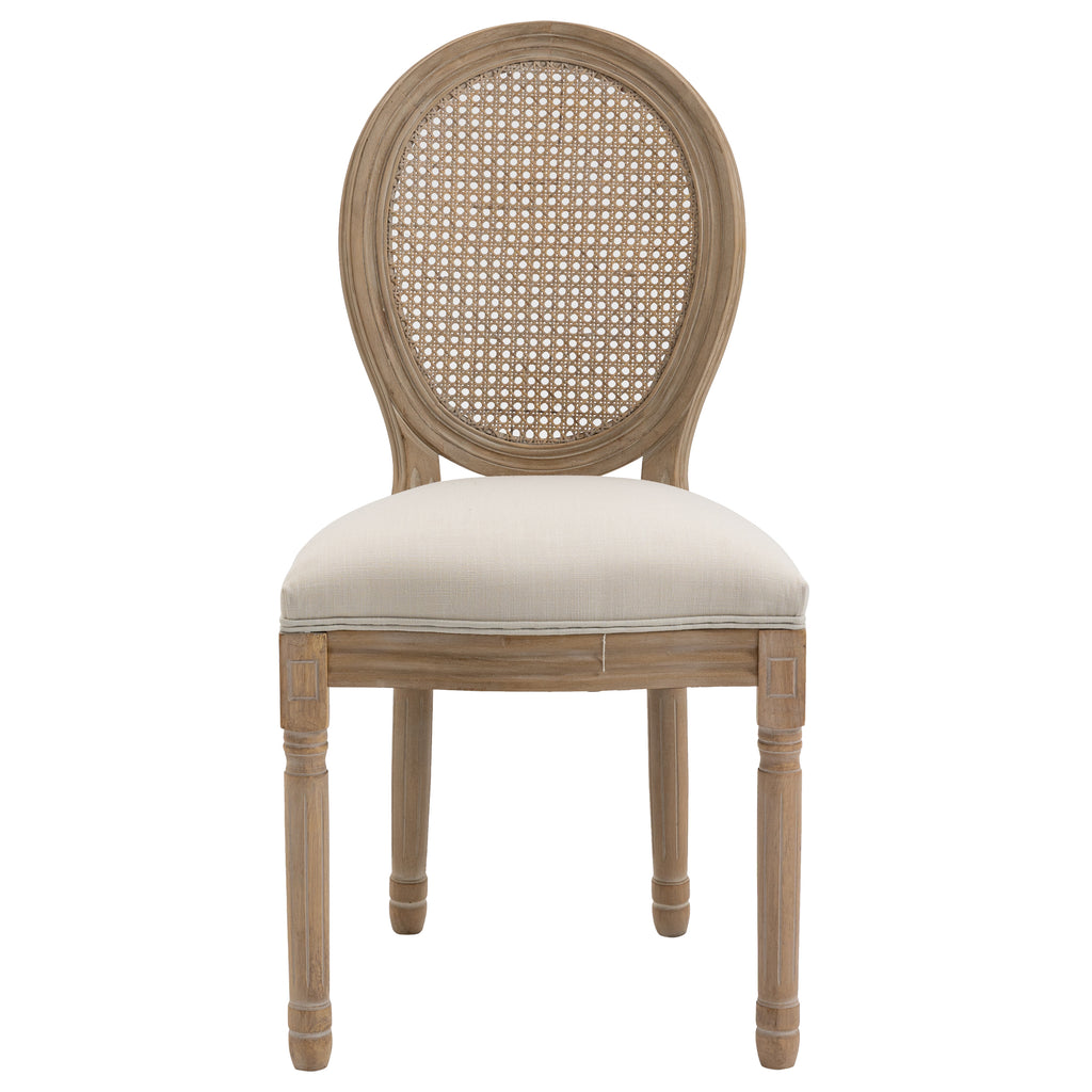 HOMCOM 2er-Set Küchenstühle Polsterstühle Wienergeflecht, Massivholz, 49 cm x 56 cm x 96 cm, Cremeweiß +Natur