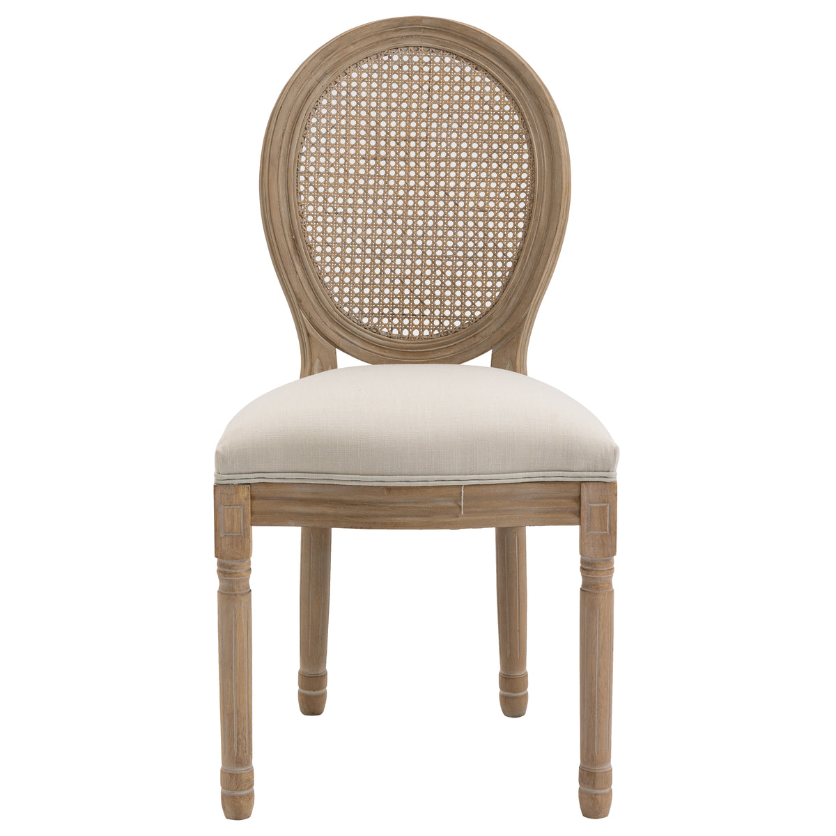 HOMCOM 2er-Set Küchenstühle Polsterstühle Wienergeflecht, Massivholz, 49 cm x 56 cm x 96 cm, Cremeweiß +Natur