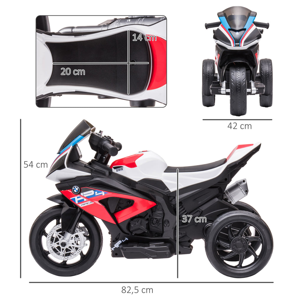 HOMCOM Kindermotorrad, Elektromotorrad, Scheinwerfer, 3 Musikmodi, für Kinder 1,5-5 Jahre, Rot, 82,5 x 42 x 54cm