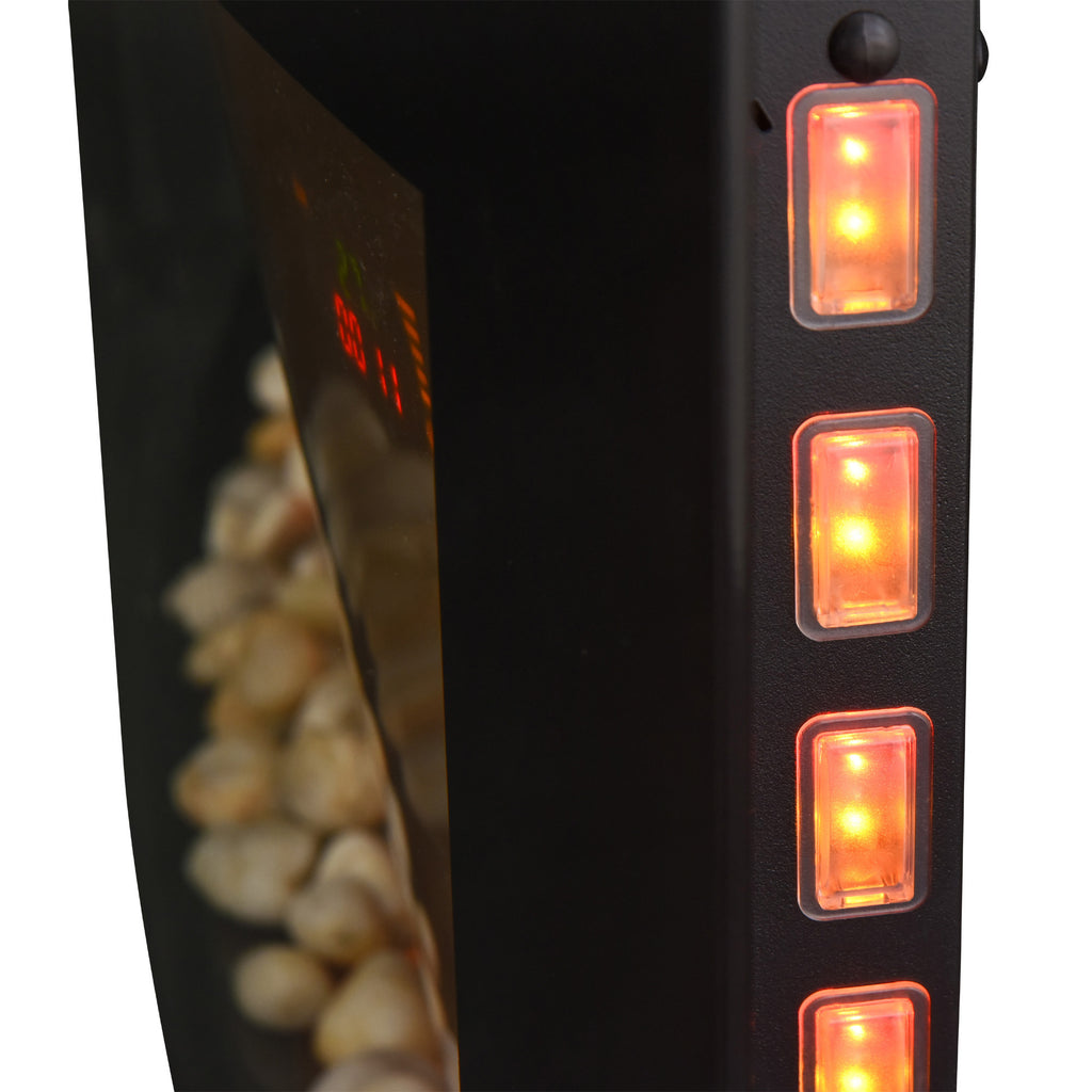 HOMCOM Elektrokamin mit Heizung, Wandkamin mit LED Flammeneffekt, 7 Flammenfarben, 1000/2000 W, elektrischer Kamin mit Timer, Einstellbarer Thermostat, Dekokamin mit Fernbedienung, Schwarz, 89,2 cm