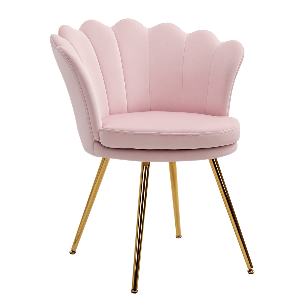 HOMCOM Sessel mit lotusförmigem Design, vergoldete Metallbeine, Schaumstoffpolster, Rosa