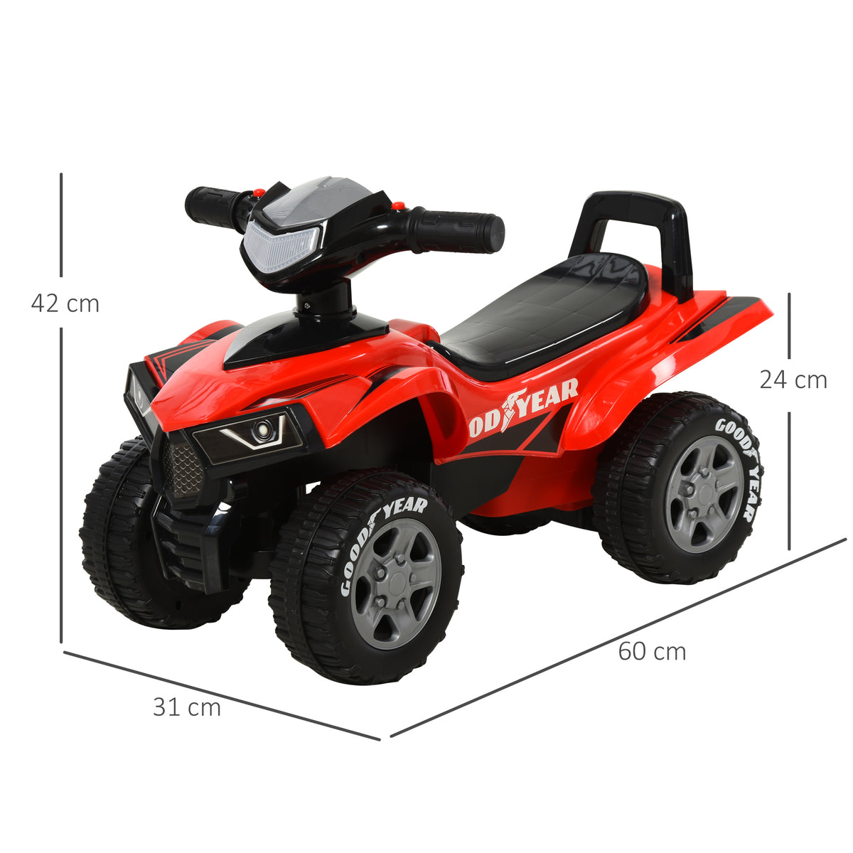 HOMCOM Rutscher Kinder Rutscherauto Kinderauto Kinderfahrzeug Licht Hupe Kunststoff Stahl Rot 60 x 31 x 42 cm