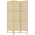 HOMCOM 3-teiliger Raumteiler, 180 cm faltbarer Wandschirm, Freistehender Raumtrenner mit handgewebtem Design für Zuhause, Natur