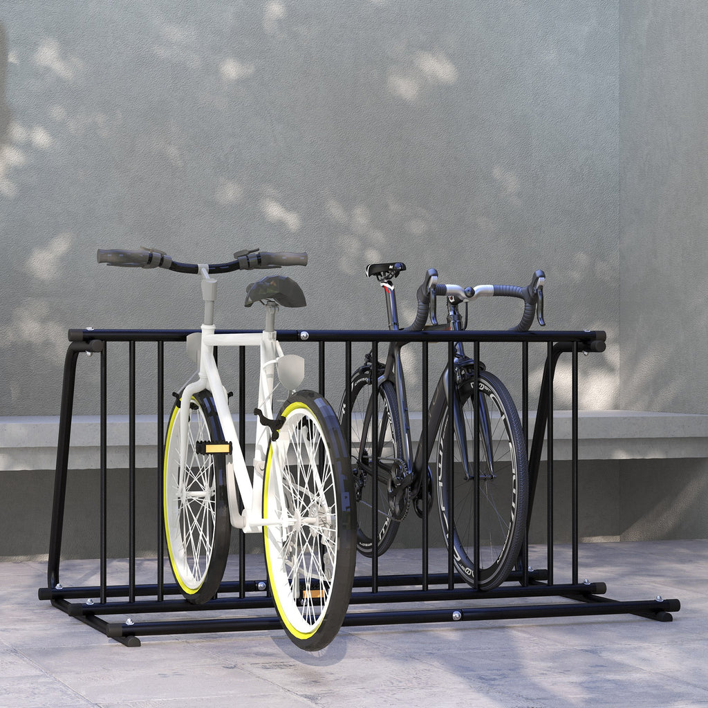 DURHAND Fahrradständer für 4 Fahrräder, wetterbeständig, zusätzliche Halterung, 155 x 100 x 75 cm, Schwarz