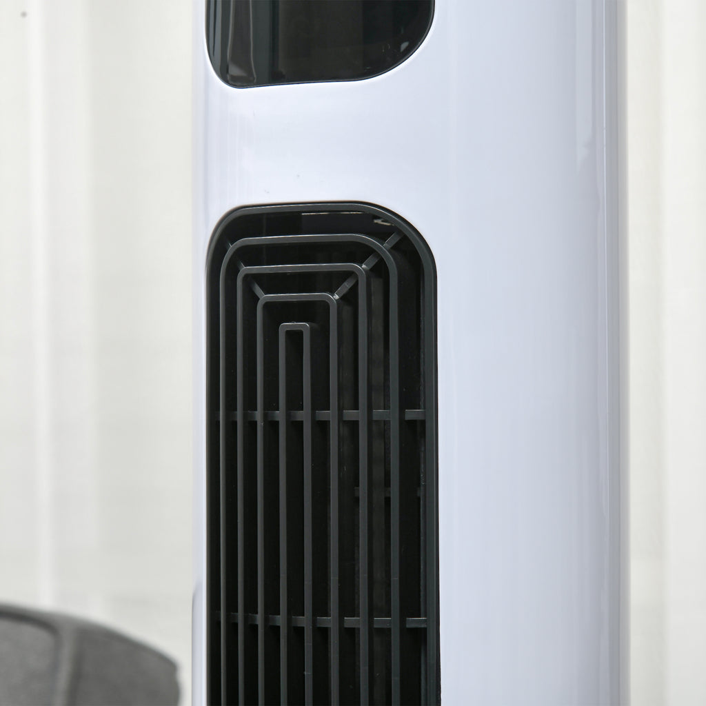 HOMCOM Säulenventilator 70° Oszillation 12h Timer LED-Sensorpanel 45W Fernbedienung 2 Steuerungsmöglichkeiten Weiß