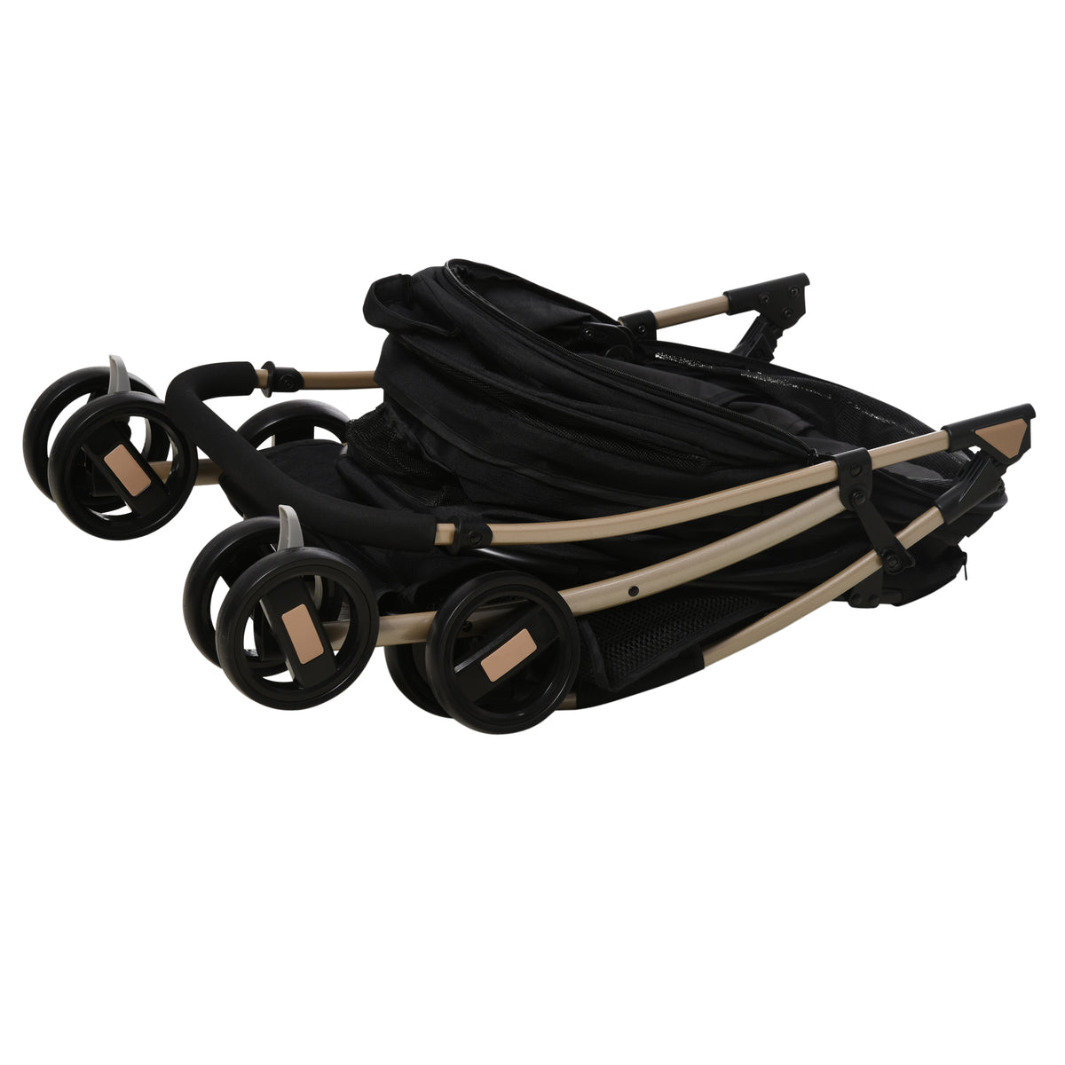 PawHut 2-in-1 Hundewagen und Transportkorb bis 10 kg Klappbar Netzfenster Bodenkorb 82 cm x 49,5 cm x 98 cm Schwarz
