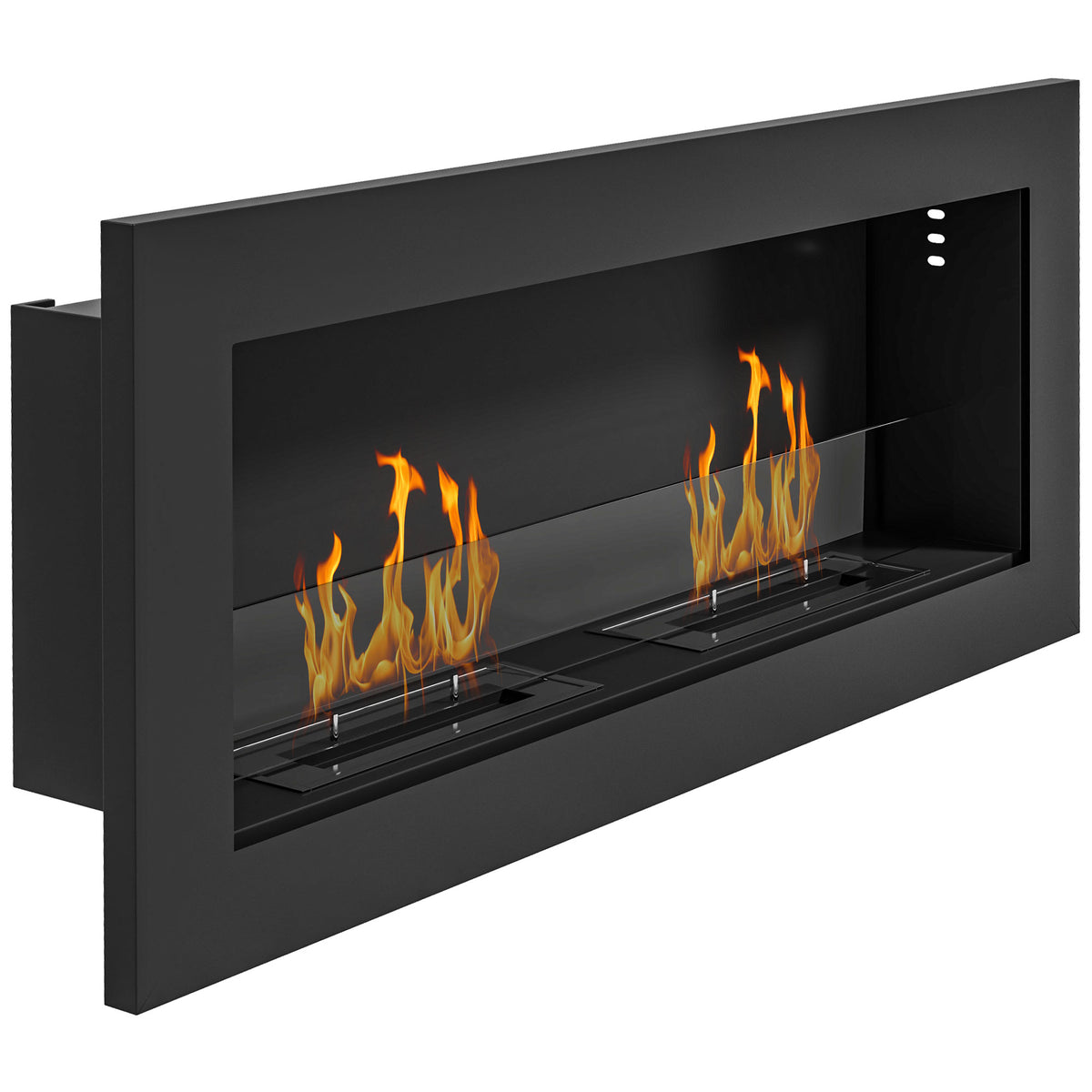 HOMCOM Wandmontierter Bioethanol-Kamin mit 2 x 0,85 L Brenner, ca. 3 h Brenndauer 90 x 15 x 40 cm, Schwarz