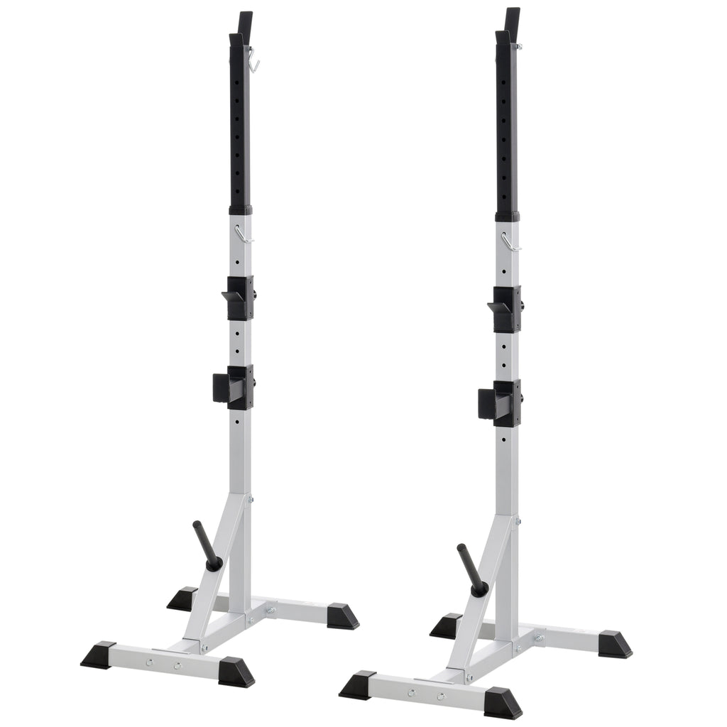 HOMCOM 2er Set Hantelständer 3 Ebenen Höhenverstellbar Hantelablage aus Stahl bis 200 kg belastbar Silber+Schwarz