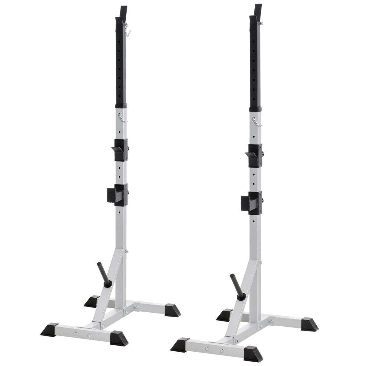 HOMCOM 2er Set Hantelständer 3 Ebenen Höhenverstellbar Hantelablage aus Stahl bis 200 kg belastbar Silber+Schwarz