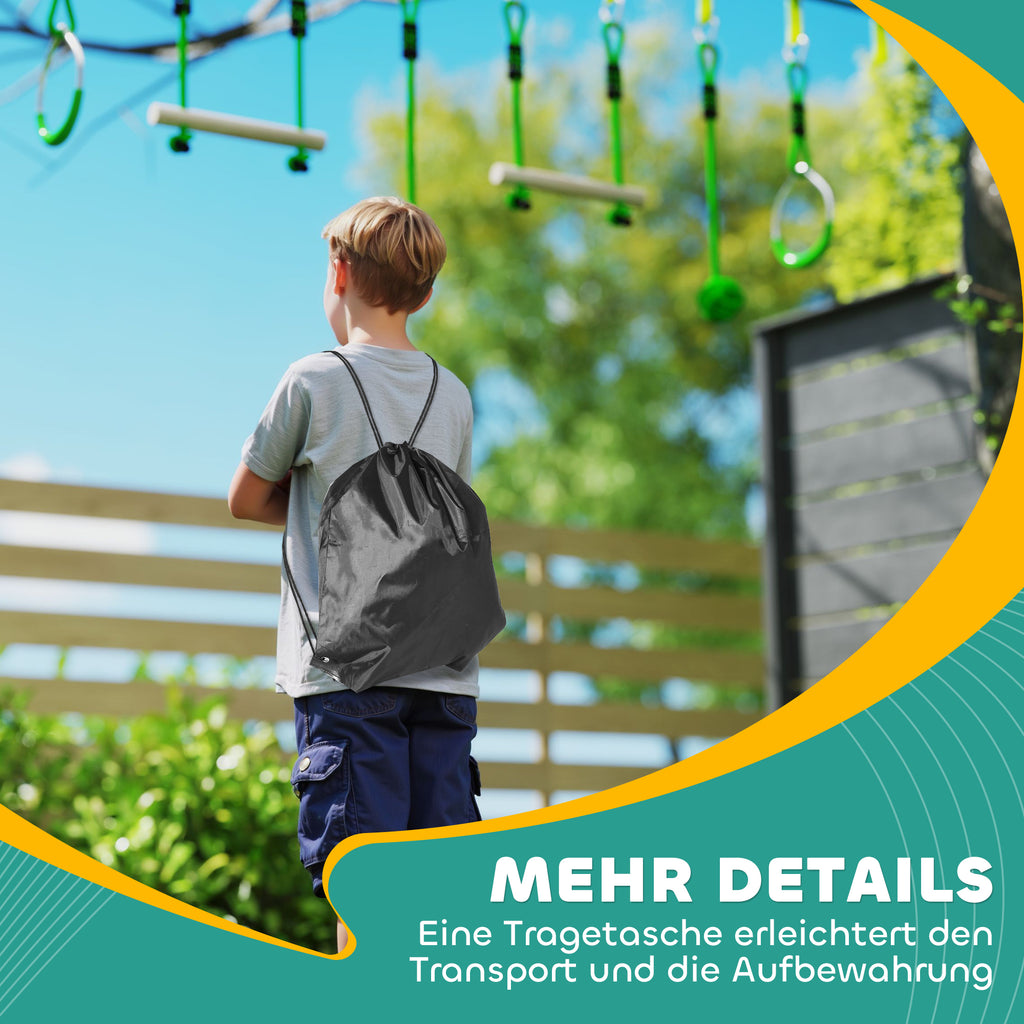 AIYAPLAY 3 Zipline-Kits, Kinder-Seilbahn-Set, bis zu 50 kg belastbar, Grün