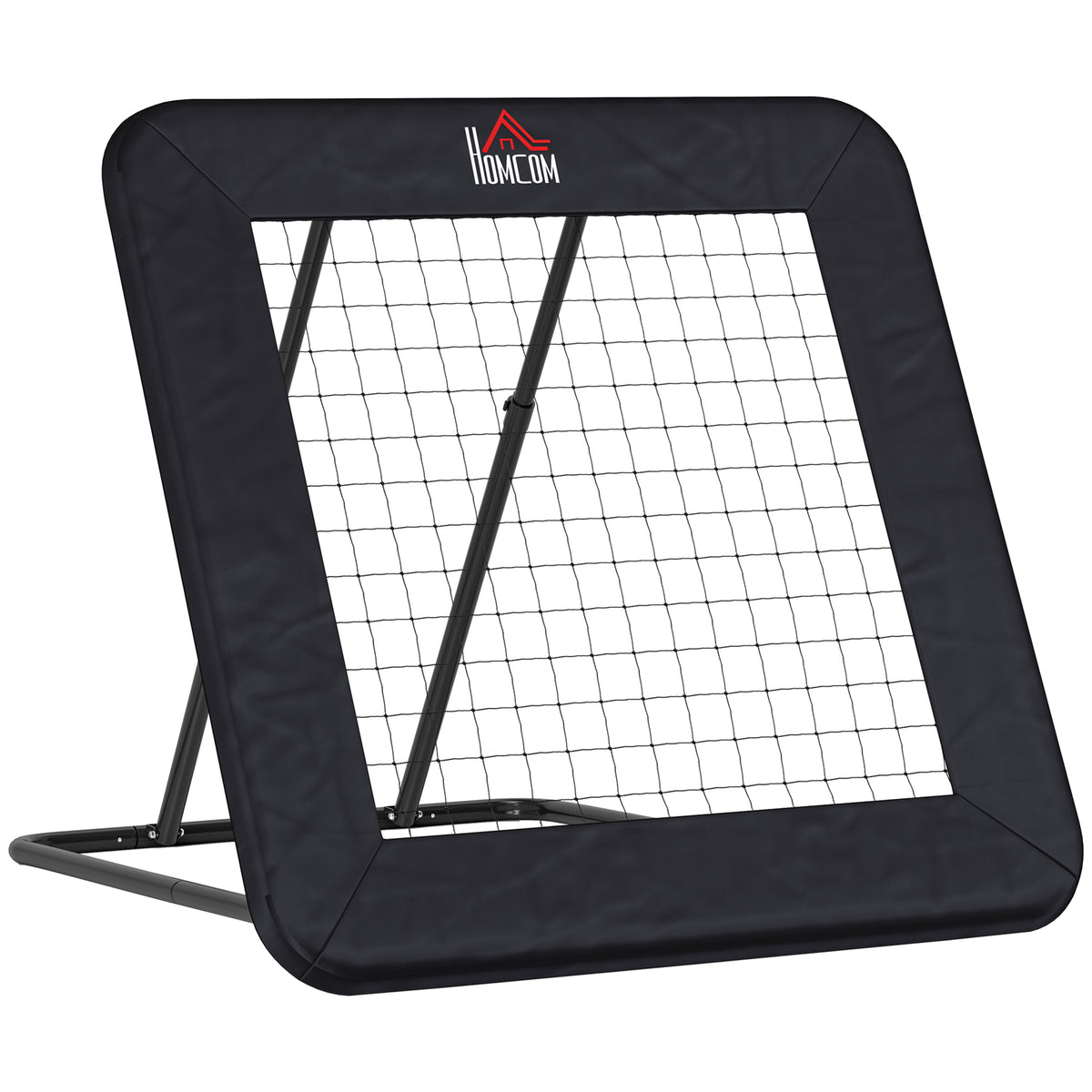 HOMCOM Rebounder für Fußball, Prellwand mit Schutzkante Heringen, verstellbar in 5 Stufen, tragbares Rebound, Fußballtor für Jugendliche, Rückprallwand für Handball Training 128x118x120cm, Schwarz