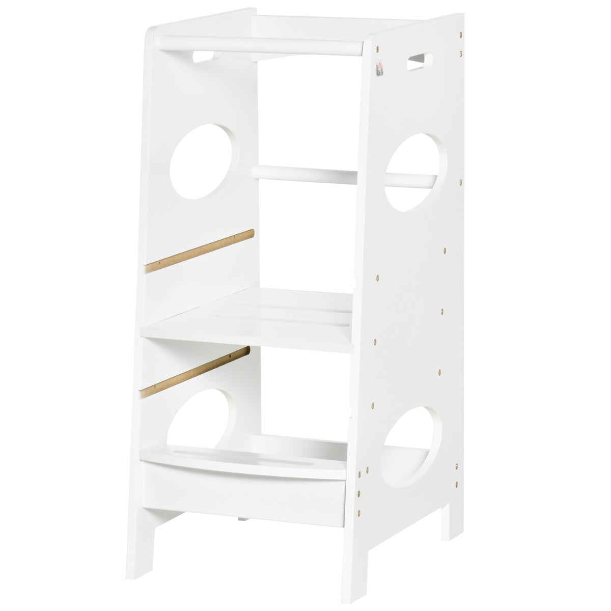 HOMCOM Lernturm für Baby Tritthocker Schemel Stehender mit 3 Stufen  Küchenhelfer für 3+ Jahre Kinder Jahre Sicherheit Bad Schlafzimmer Küche Weiß 40 x 50 x 90 cm