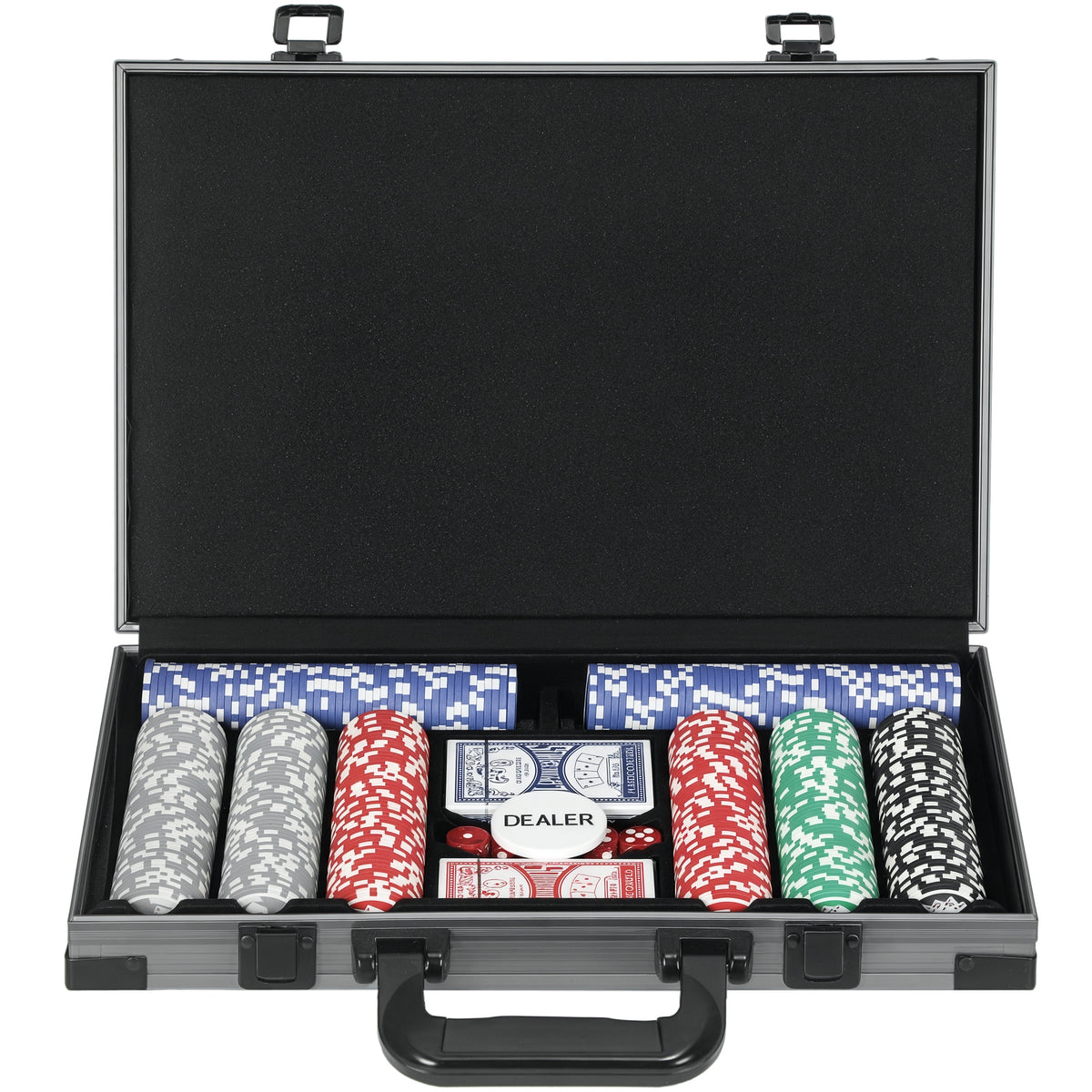 SPORTNOW Poker-Set, Pokerkoffer, 400 Chips, 2 Kartendecks, 5 Würfel, Dealer-Scheibe, Unterlage