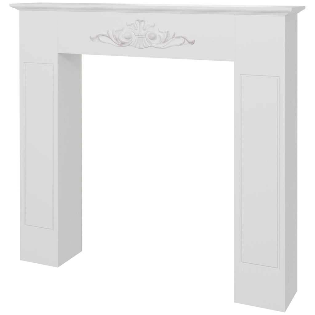 HOMCOM Kaminmantel Rahmen dekorativ für elektrischen Kamin 101 x 19 x 100 cm weißes Holz