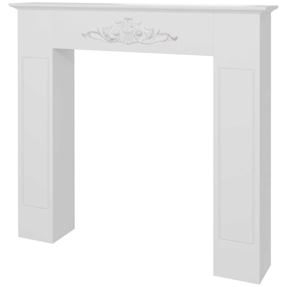 HOMCOM Kaminmantel Rahmen dekorativ für elektrischen Kamin 101 x 19 x 100 cm weißes Holz