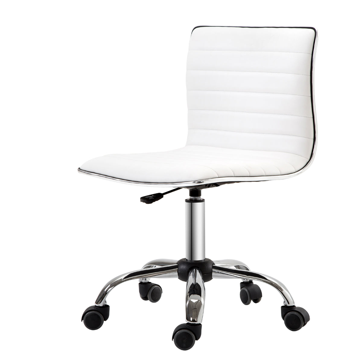 HOMCOM Friseurstuhl, Salonstuhl mit Rückenlehne, Höhenverstellbar, Stahl PU, Weiß, 48 x 52 x 78-90 cm