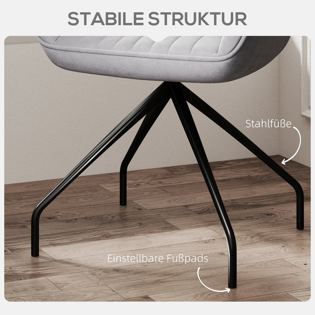 HOMCOM Drehbarer Armstuhl, Moderner Akzentsessel mit Metallbeinen für Wohnzimmer, Schlafzimmer, Büro, Grau