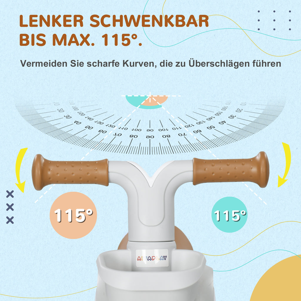 AIYAPLAY Laufrad, verstellbarer Sitz, Flüsterräder, für 1-3 Jahre, bis 20 kg, Grün/Weiß