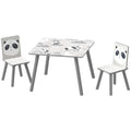 ZONEKIZ Kindertisch und 2 Stühle für Kinder 3-8 Jahre aus MDF und Kiefernholz, Grau