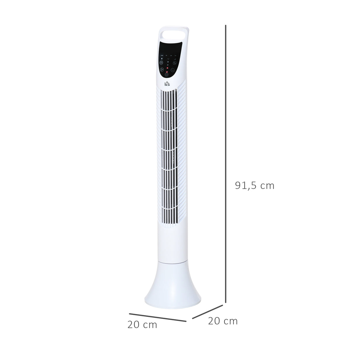 HOMCOM Leiser schwenkbarer Säulenventilator 40 W Fernbedienung Touchpanel 3 Geschwindigkeiten Höhe 91,5 cm Weiß