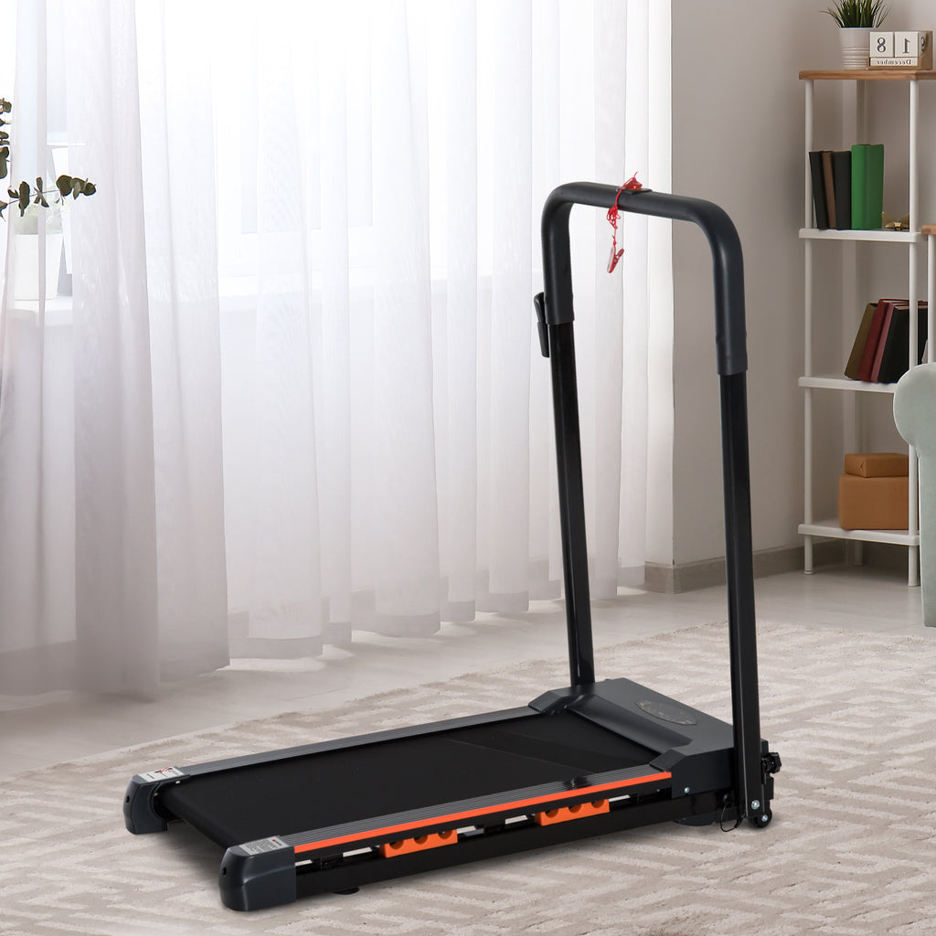 HOMCOM Elektrisches Laufband für Zuhause mit LCD Display, Faltbares Fitnessgerät, 1-6 Km/h, Stahl, Schwarz, 105 x 56 x 108,5 cm
