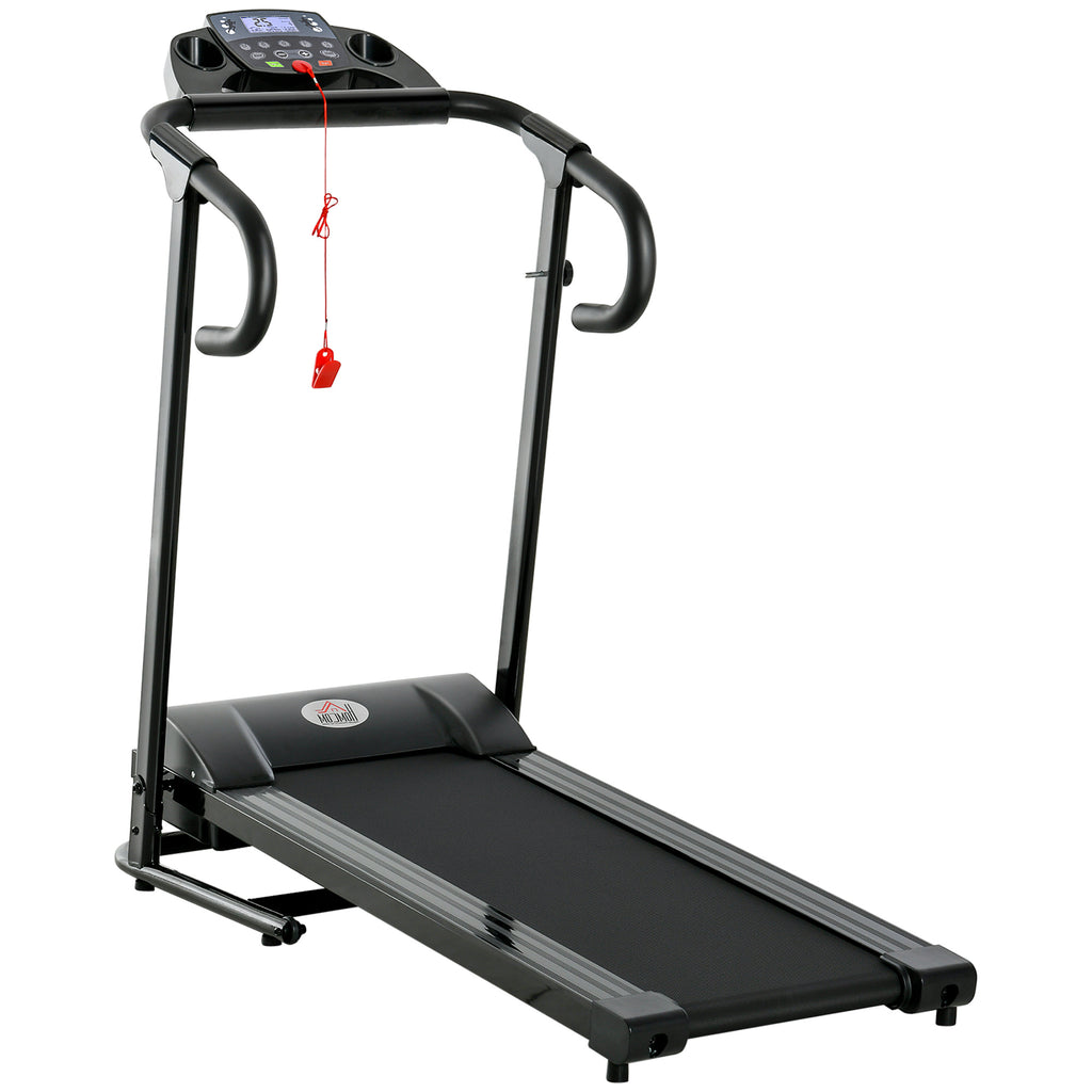 homcom Elektrisches Laufband, faltbar, mit LCD-Display, Geschwindigkeit 0,8-10km/h und 3 Programme, Leistung 500 W, 123 x 62 x 117 cm, Schwarz