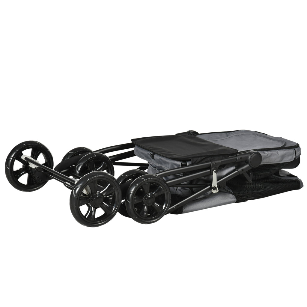 PawHut Hundebuggy Hundewagen bis 20 kg Klappbar 3 Seitentasche 102 cm x 62 cm x 105 cm Grau