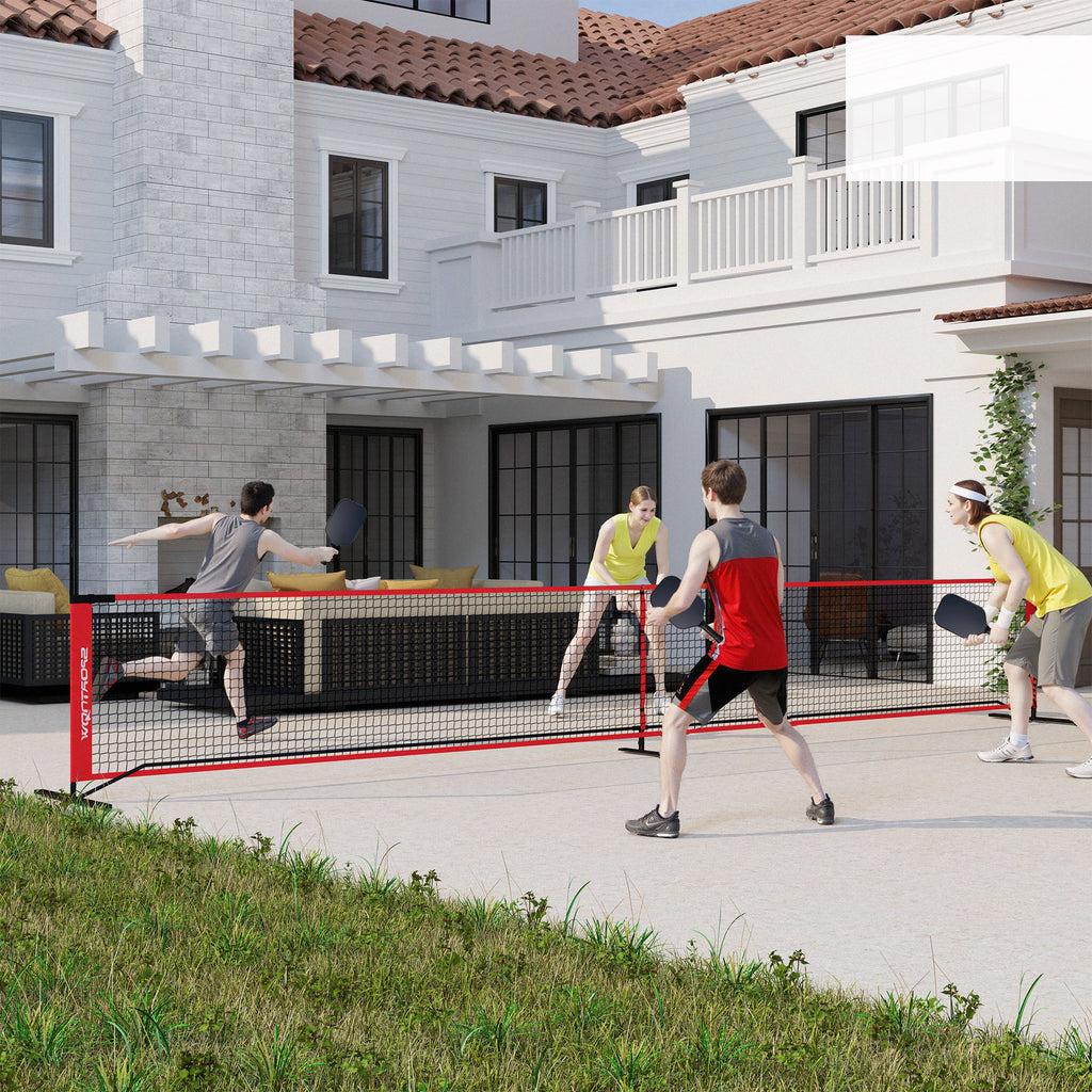 SPORTNOW Pickleball-Set mit Netz, Ständer, Bällen, Stahl, Kunststoff, Rot