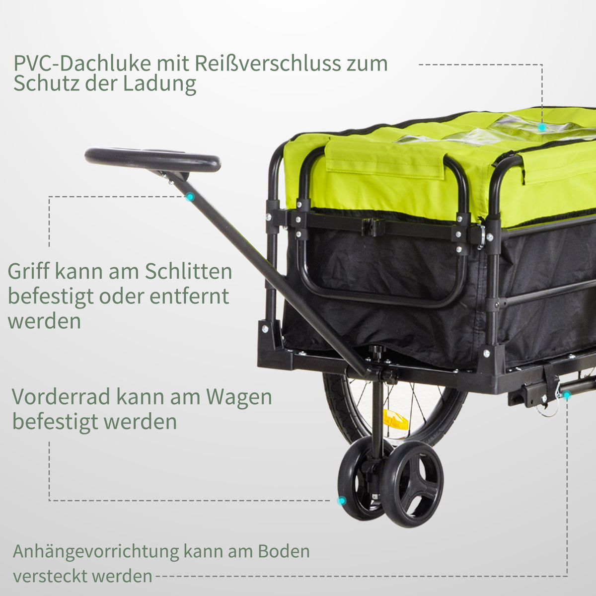 HOMCOM Lastenanhänger Bollerwagen 130 x 64 x 103 cm Stahl Schwarz+Gelb
