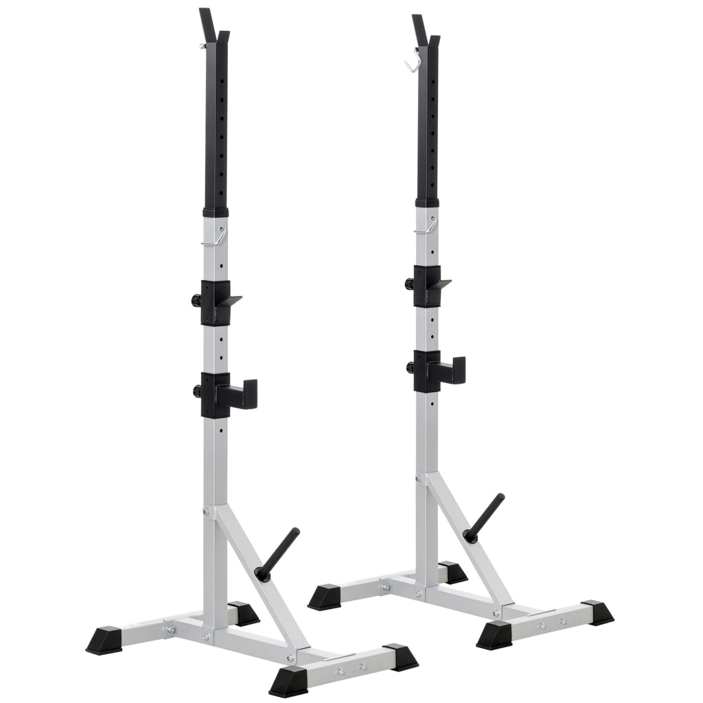 HOMCOM 2er Set Hantelständer 3 Ebenen Höhenverstellbar Hantelablage aus Stahl bis 200 kg belastbar Silber+Schwarz