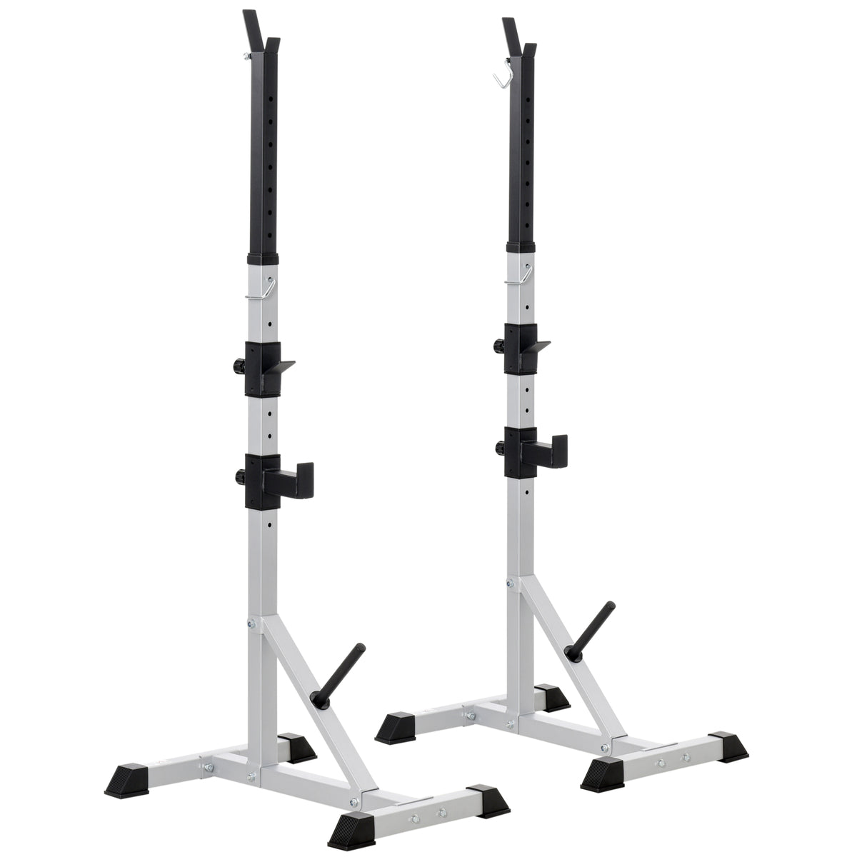 HOMCOM 2er Set Hantelständer 3 Ebenen Höhenverstellbar Hantelablage aus Stahl bis 200 kg belastbar Silber+Schwarz