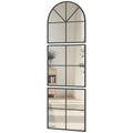 HOMCOM Wandspiegel dreiteilig, bogenförmiger Spiegel mit Metallrahmen, dekorativ 60 x 2 x 180 cm Schwarz