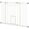 PawHut Treppenschutzgitter Hundeschutzgitter, automatisches Schließen, Einhandbedienung,100 cm x 4 cm x 76 cm, Weiß