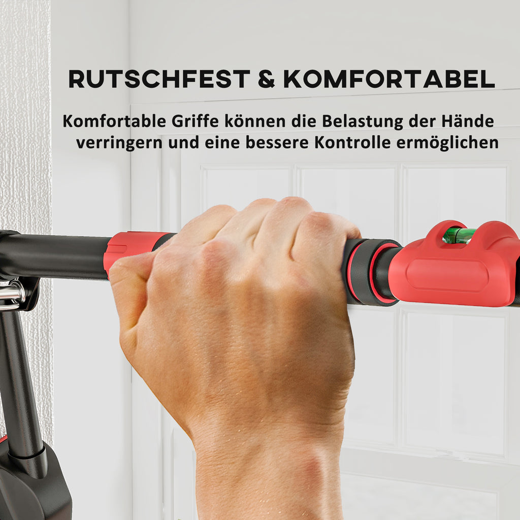 SPORTNOW Klimmzugstange, verstellbar 81-107cm, Wasserwaage, 6-Punkt-Unterstützung, Metall, Schwarz/Rot