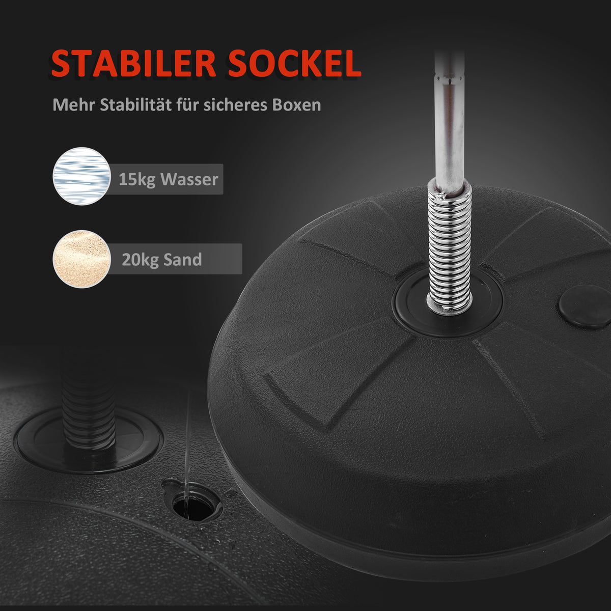 HOMCOM Punchingball Set Standbox Training Set 125/131/138/145cm höhenverstellbar mit 1 paar Handschuhe 1 Pump Geeignet für Profis und Anfänger Rot
