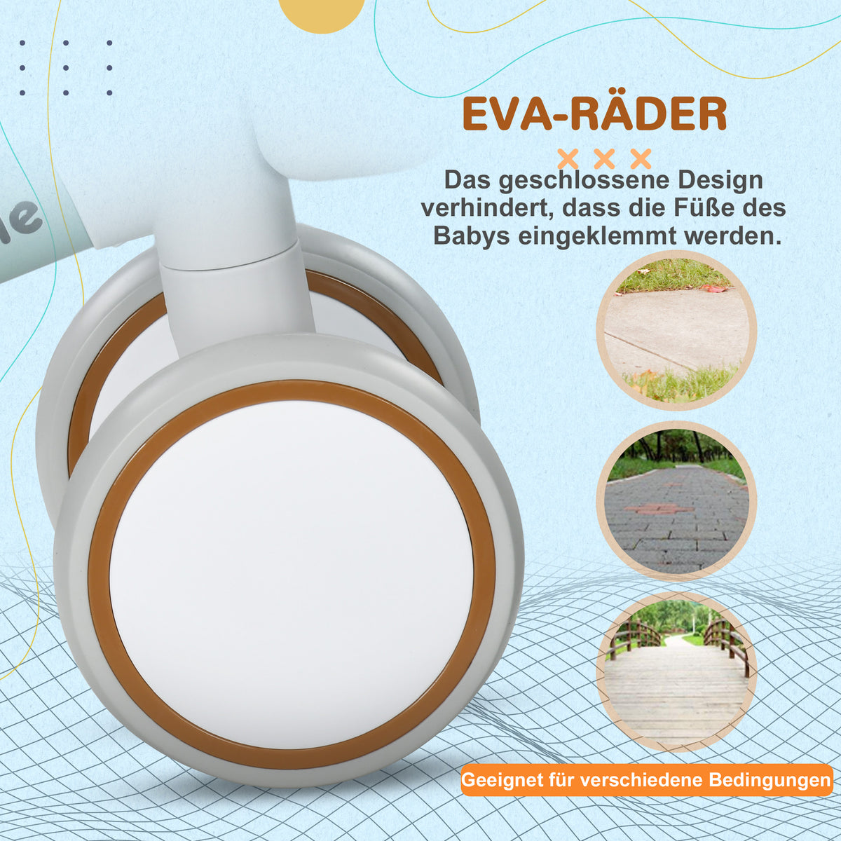 AIYAPLAY Laufrad, verstellbarer Sitz, Flüsterräder, für 1-3 Jahre, bis 20 kg, Grün/Weiß