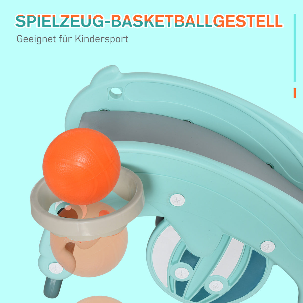 HOMCOM 3-in-1 Kinder Schaukelpferd Kinderrutsche Schaukeltier mit Basketballkorb für 3-5 Jahre HDPE Grün 72 x 34 x47 cm