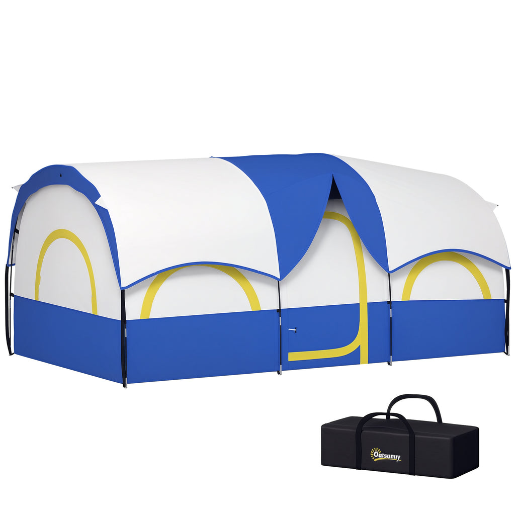 Outsunny Familien-Campingzelt, 2 Schlafzimmer, zentraler Raum, wasserdicht, Blau