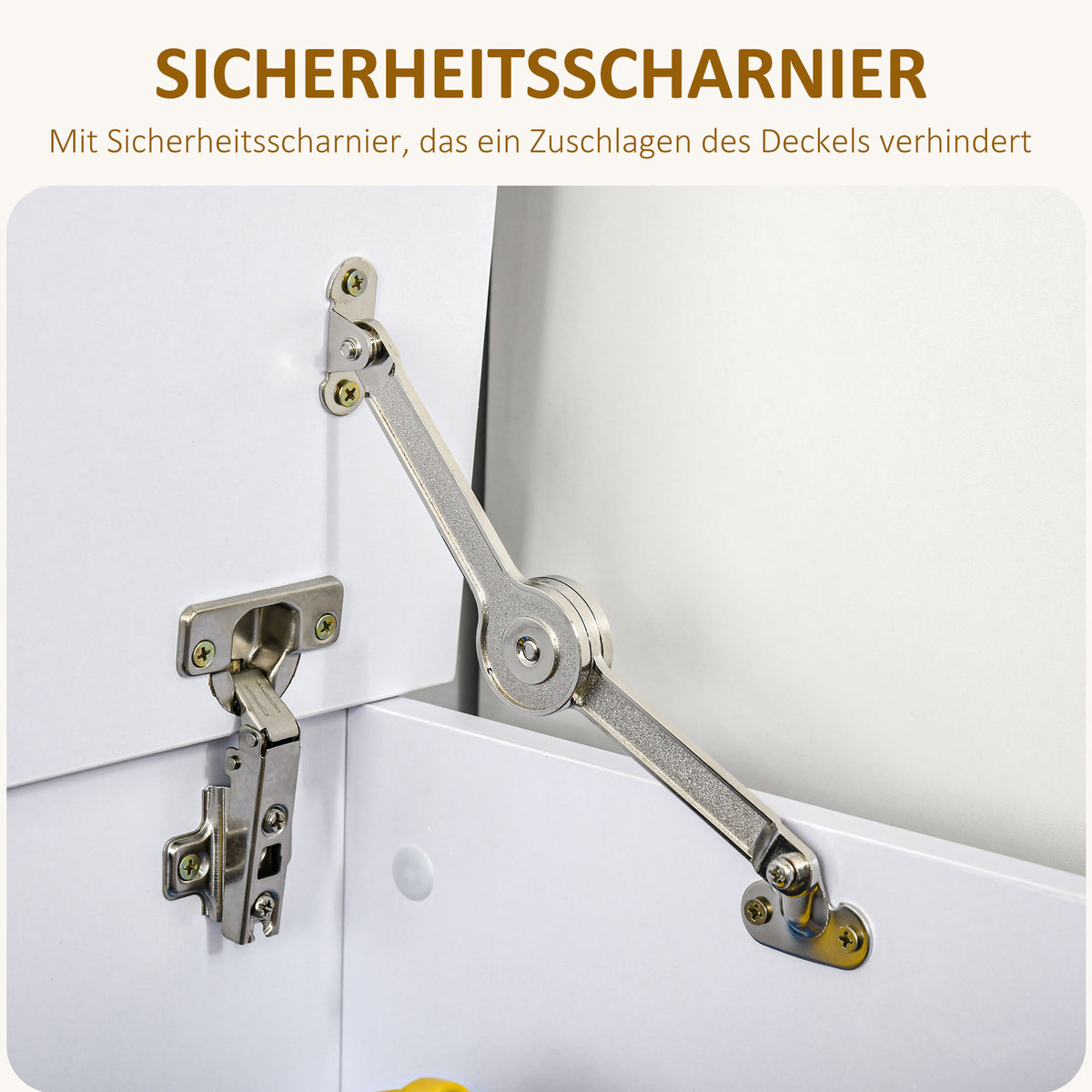 HOMCOM Truhe Aufbewahrungsbox Sitztruhe mit Stauraum Sicherheitsscharniere Holzkiste mit klappbarem Deckel für Wohnzimmer, Schlafzimmer, Spanplatte Weiß 100 x 40 x 40cm
