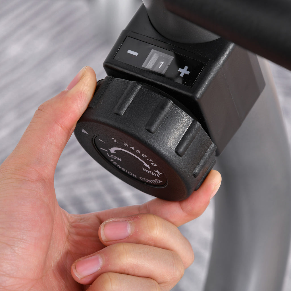 HOMCOM Liegeergometer mit LCD-Anzeige 8 stufig einstellbarem Magnetwiderstand Liegeheimtrainer mit Herzfrequenzsensoren, verstellbarer Rückenlehne, Nutzergewicht bis 110 kg für zu Hause Gym