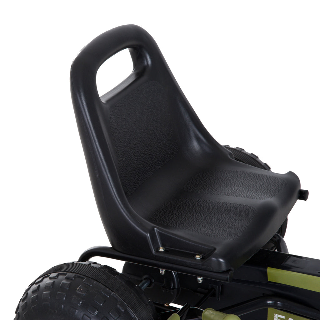 HOMCOM Go Kart Tretauto Tretfahrzeug mit Handbremse, Vor- und Rückwärtsgang, Kinderfahrzeug Kettcar Tretfahrzeug mit Verstellbarem Sitz für Kinder 3-6 Jahren, 99 x 65 x 56cm Grün