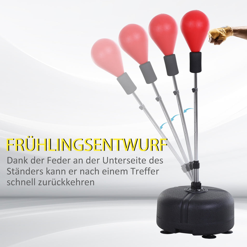 HOMCOM Punchingball-Set, Box-Trainingsset, 136-154 cm höhenverstellbar, mit 1 Paar Handschuhe, Geeignet für Profis und Anfänger
